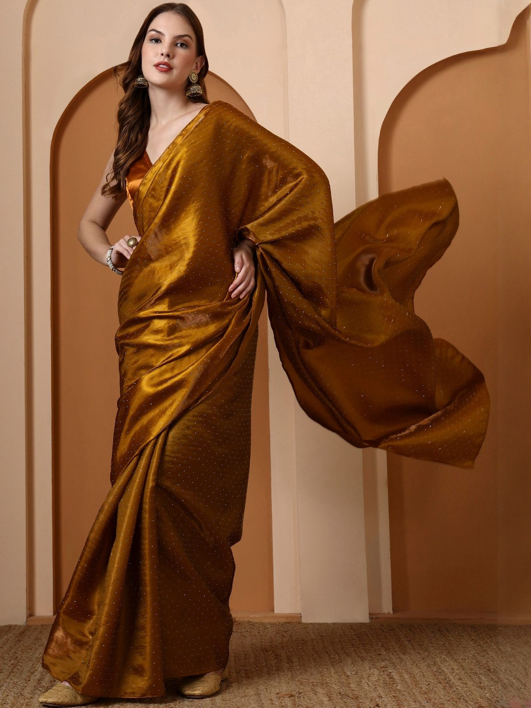 Salvia Sky Embellished Beads and Stones Heavy Work Saree with Blouse Piece