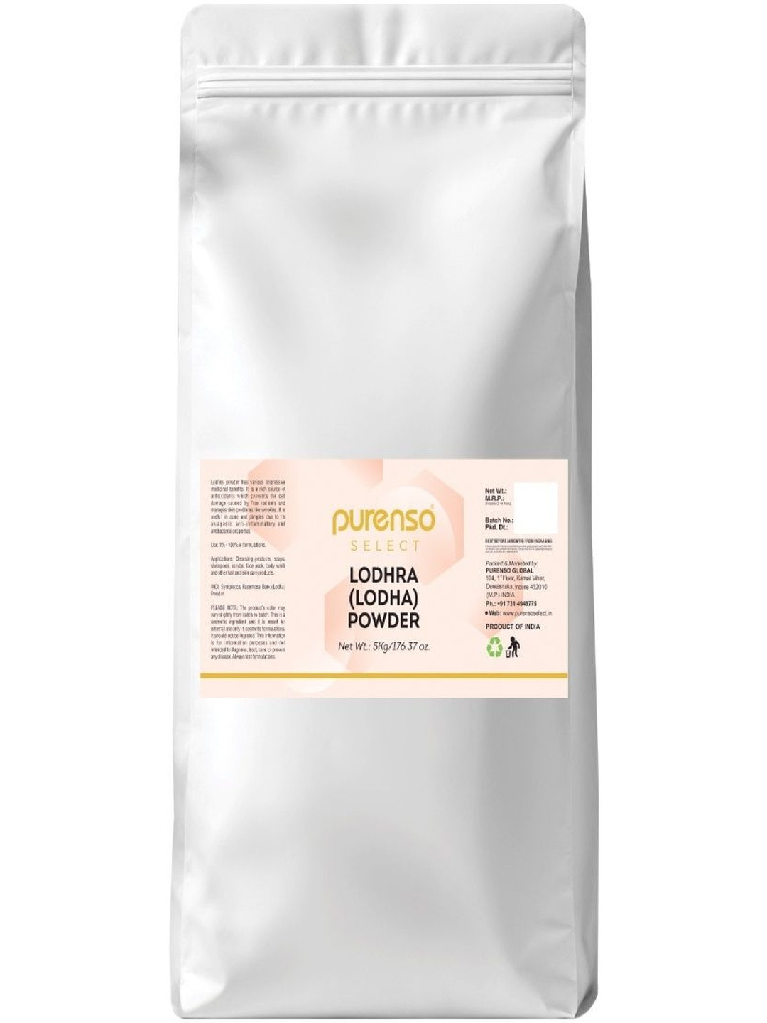 Purenso Natural Cruelty-Free & Moisturizer Lodhra Powder- 5 Kg