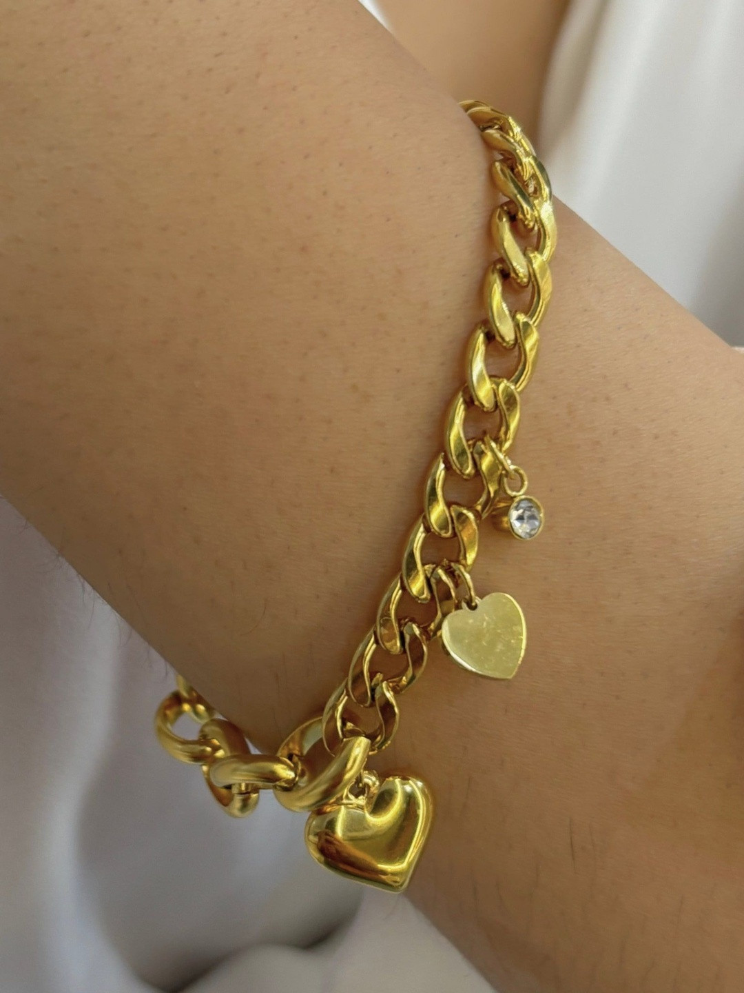 October 22 Women Stainless Steel 18K Gold-Plated Link Bracelet