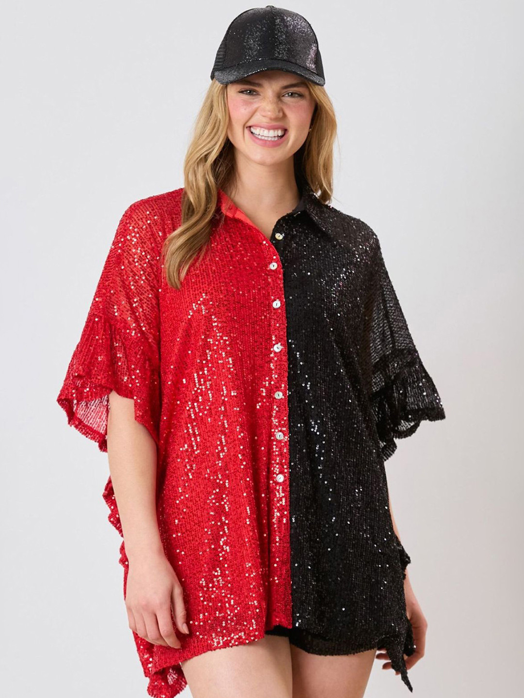 Button Down Collar Embellsihed Shirt