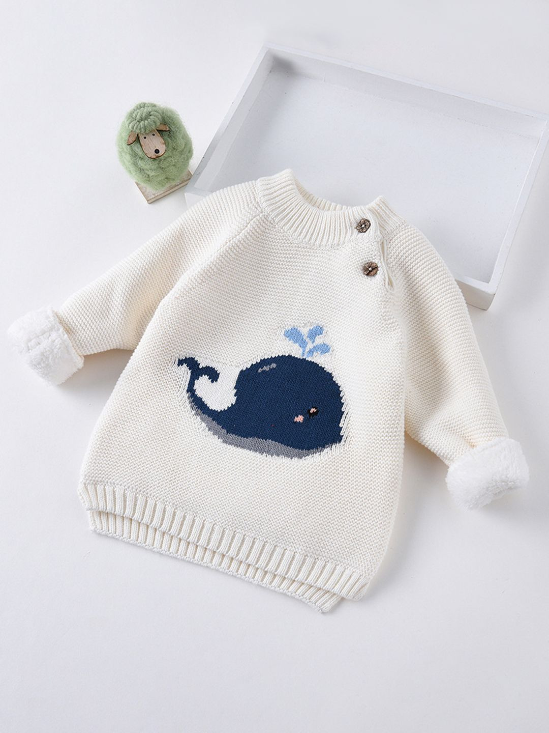 INCLUD Boys Graphic Fish Printed Round Neck Long Sleeves Pullover Sweaters