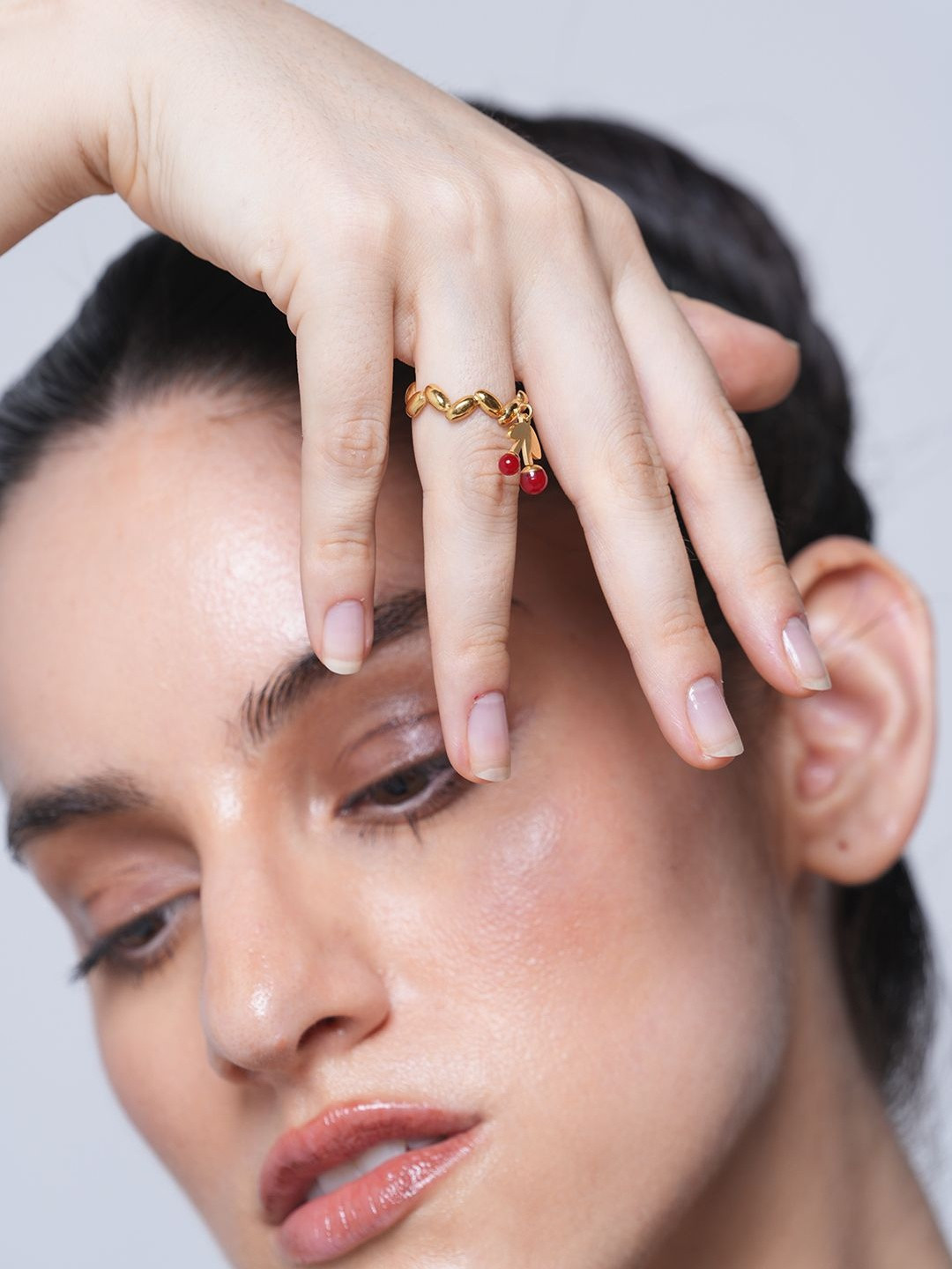 CAO Jewellery Women Cherry Drop Opened Finger Ring