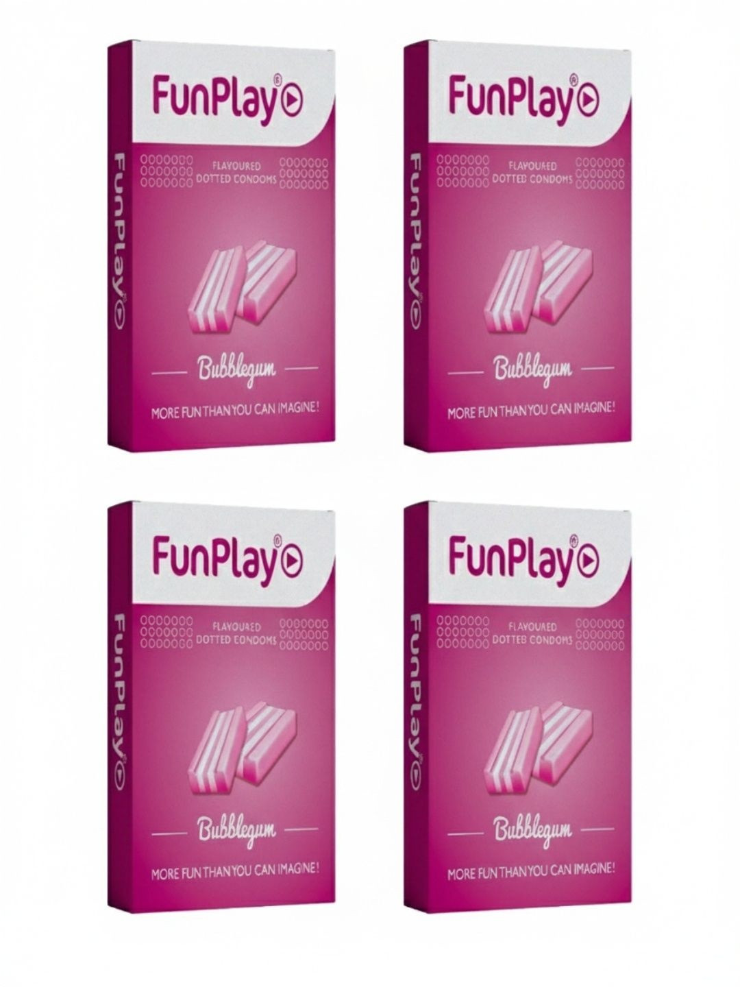 Truenative Set Of 4 Funplay Bubble Gum Dotted Condom- 3 Units Each