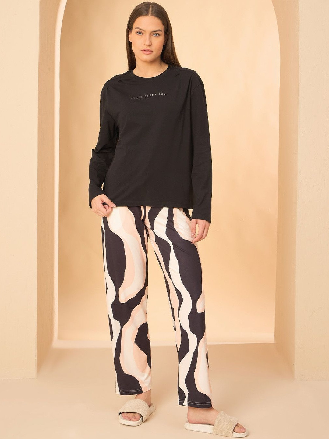 Sweet Dreams Mandarin Collar Long Sleeves Pure Cotton Night suit