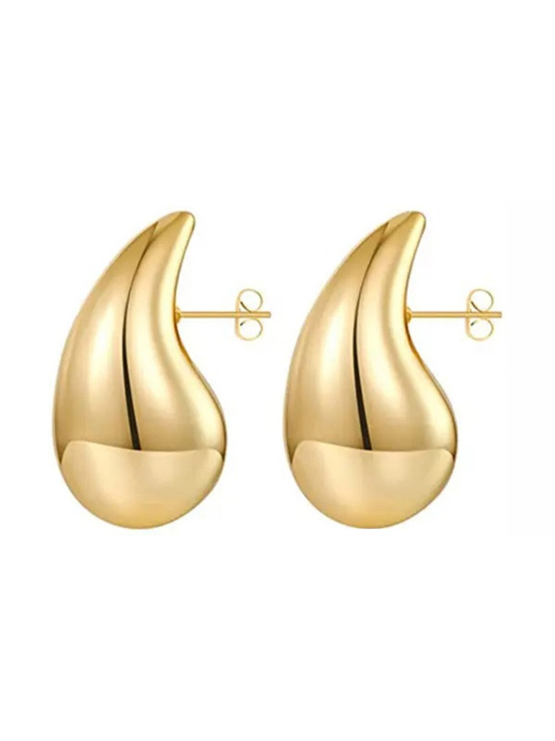 Kanha traders Stainless Steel Gold Plated Teardrop Shaped Studs