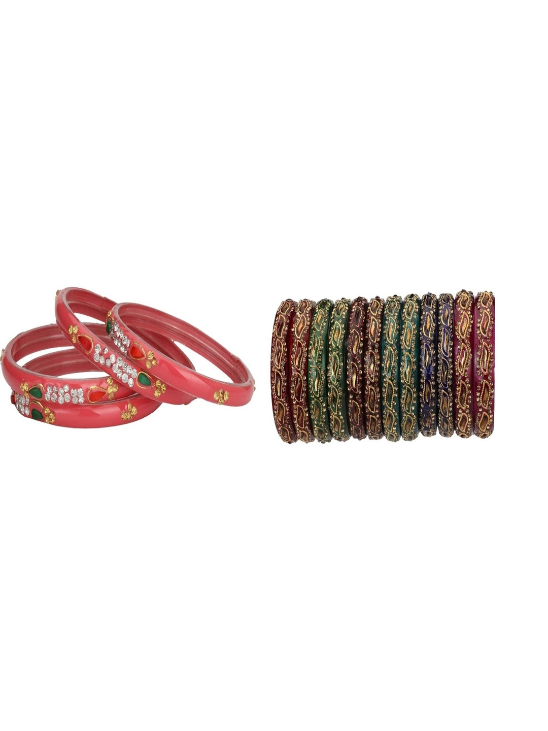 SOMIL Women Set of 16 Enamelled Glass Bangle
