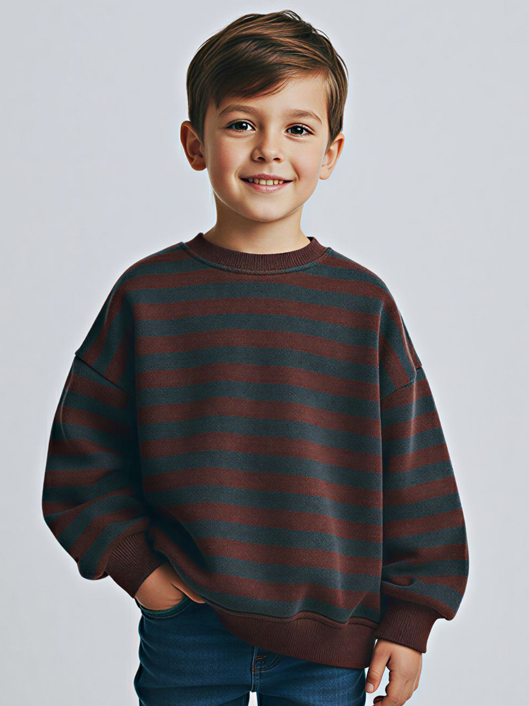 Alan Jones Kids Striped Round Neck Sweatshirt
