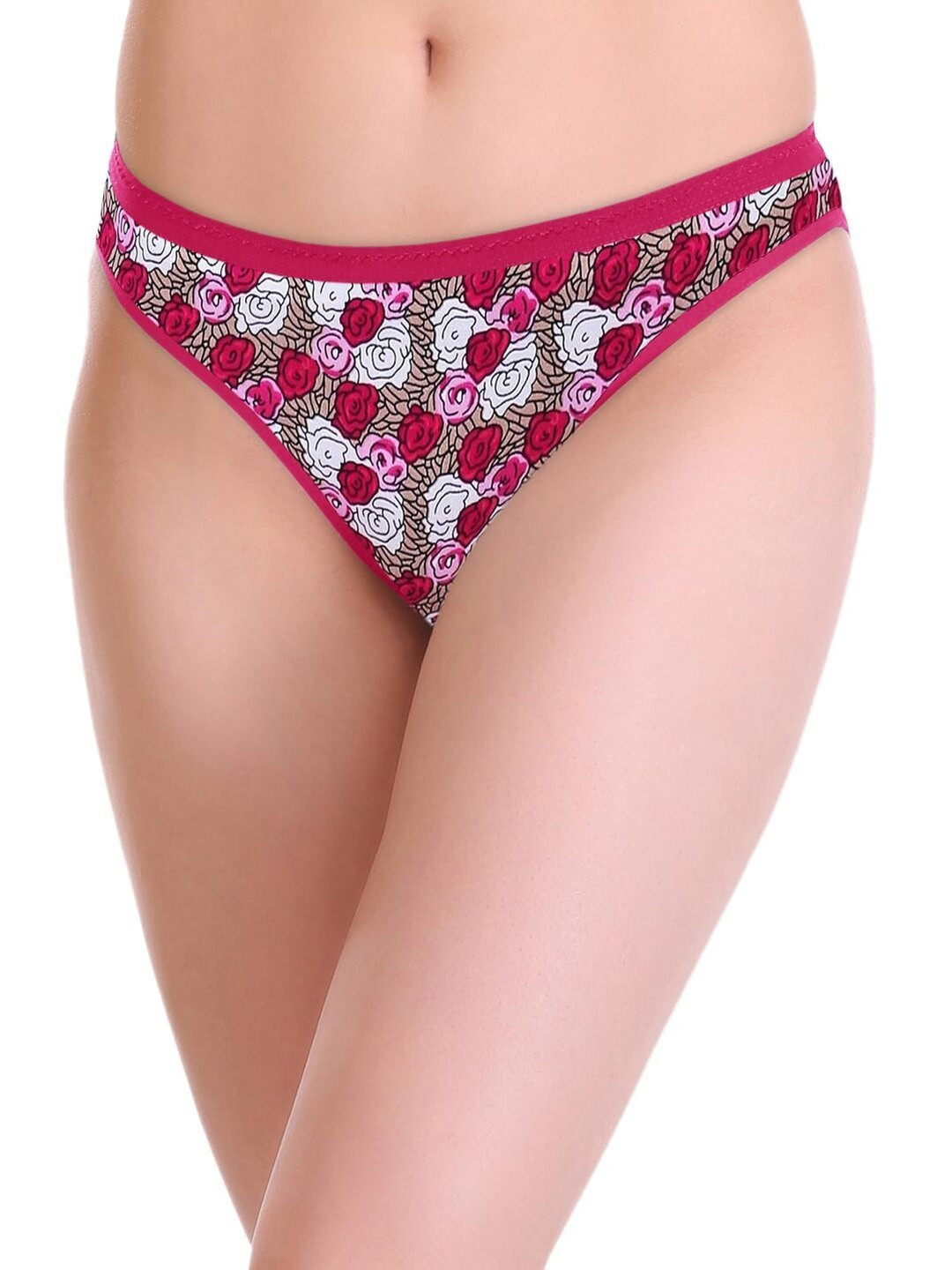 FEATHER LINE Women Pack Of 3 Printed Mid Rise Polyester Briefs