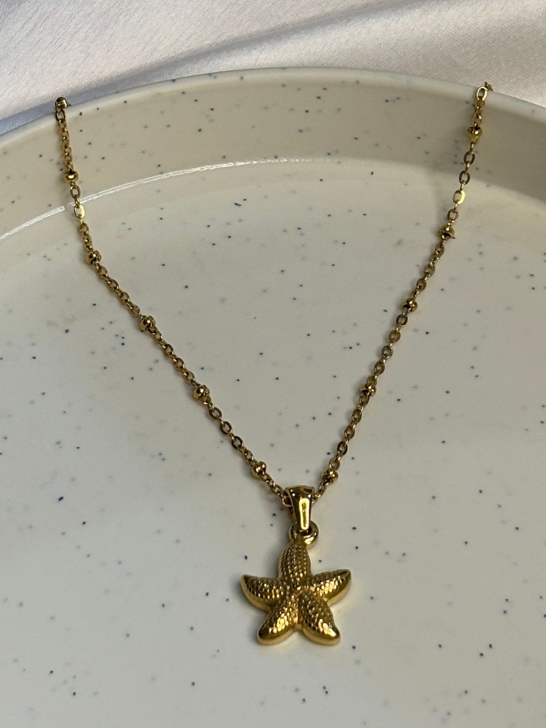 October 22 Stainless Steel 18K Gold-Plated Coastal Cove Star Shaped Pendant With Chain