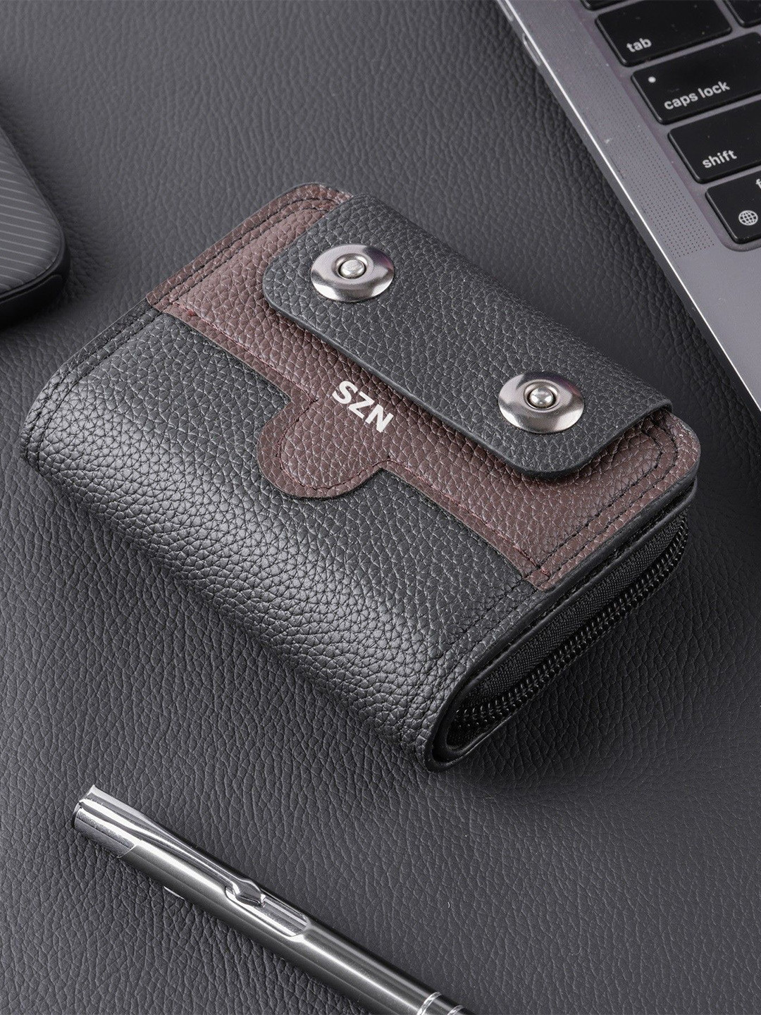 SZN Black Two Tonned 9 Slots RFID Protected Metal Card Holder Wallet