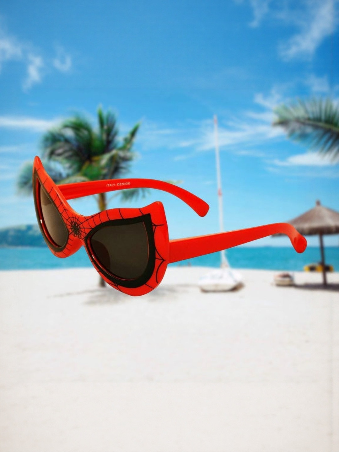 SPADEACES Unisex UV Protected Lens Rectangle Sunglasses RED SPIDER MAN -29