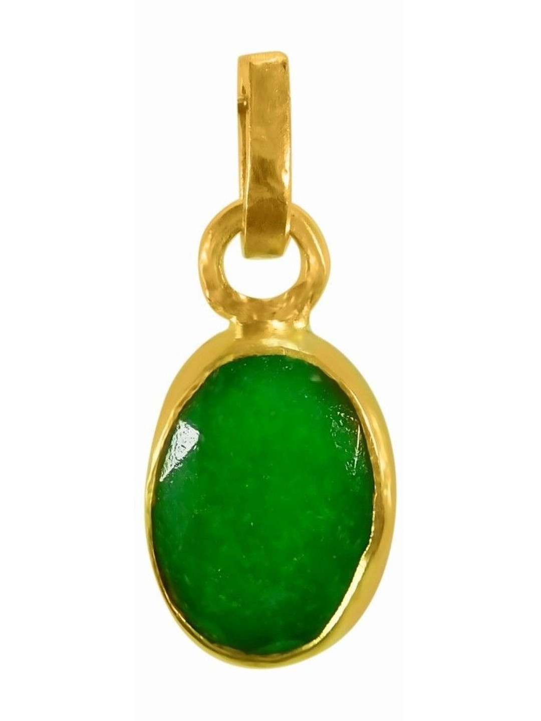 RAVIOUR LIFESTYLE Unisex Sterling Silver 3.25 Ratti 5 Dhaatu Emerald Studded Oval Pendant