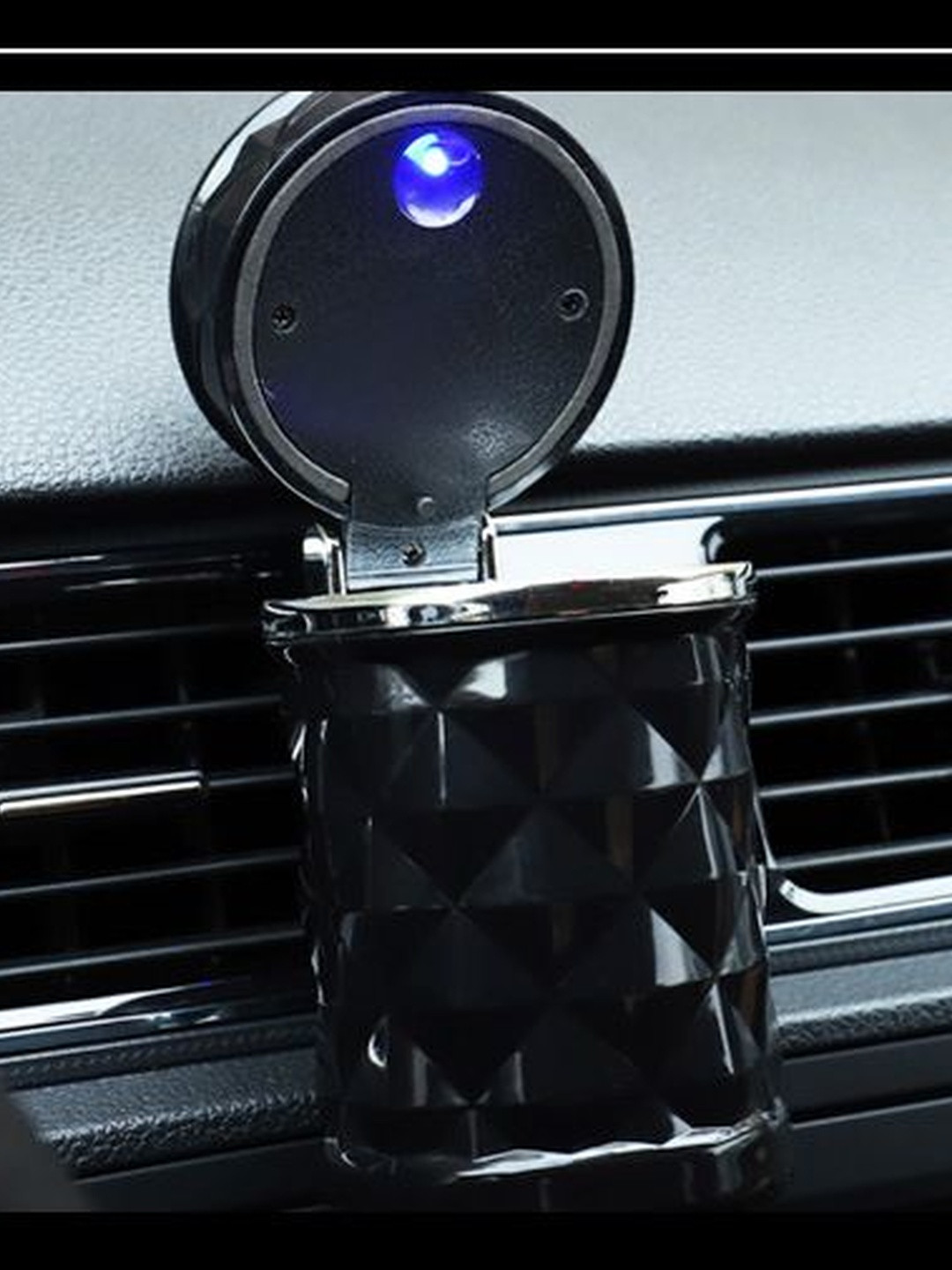 DEALSEVEN FASHION Black Fire Proof Car Portable Diamond Design Ashtray