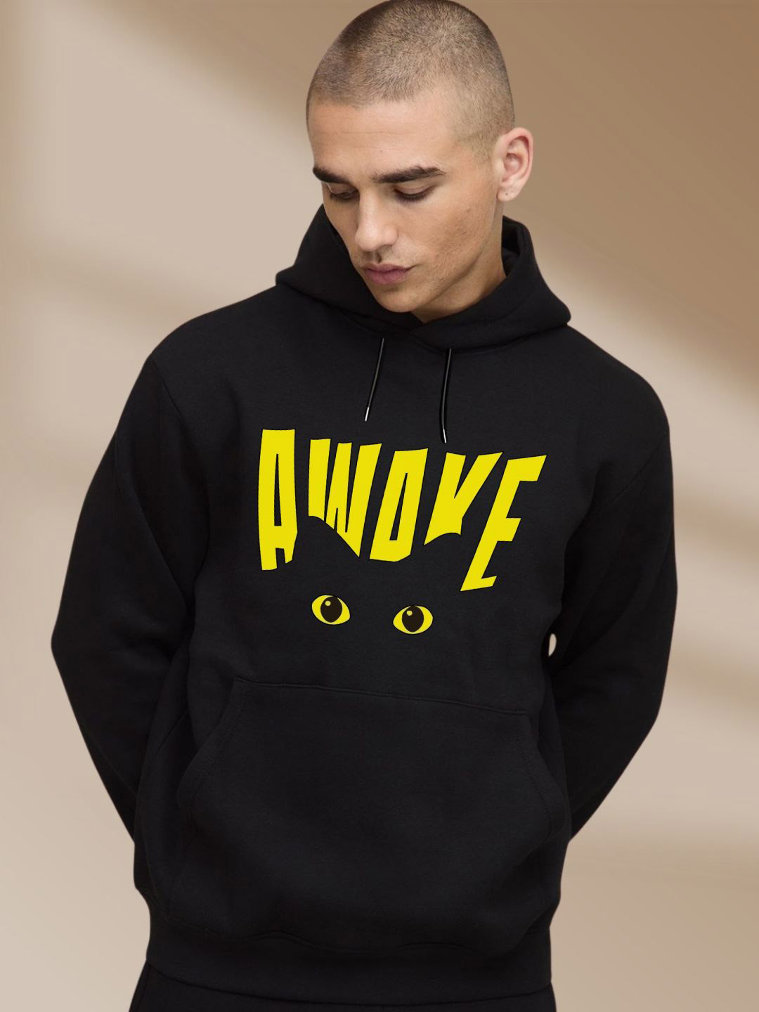 Awoke Men Graphic Printed Hooded Long Sleeves Sweatshirt
