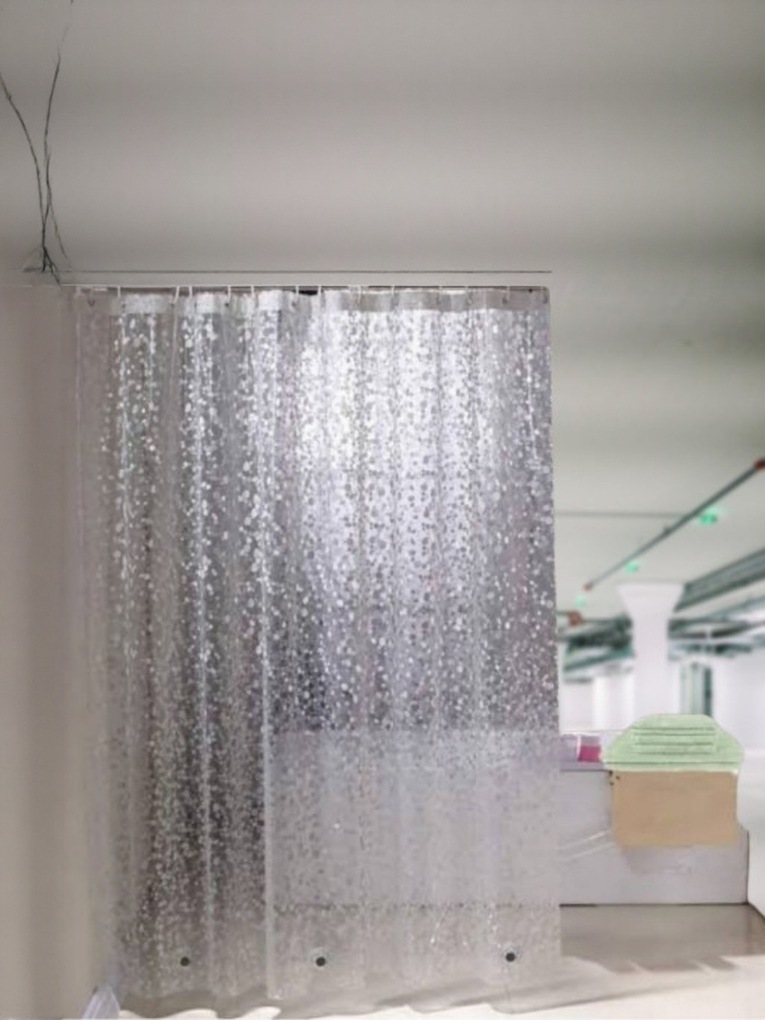 HOME ARK Grey & Transparent Set of 2 Sheer Door Curtain