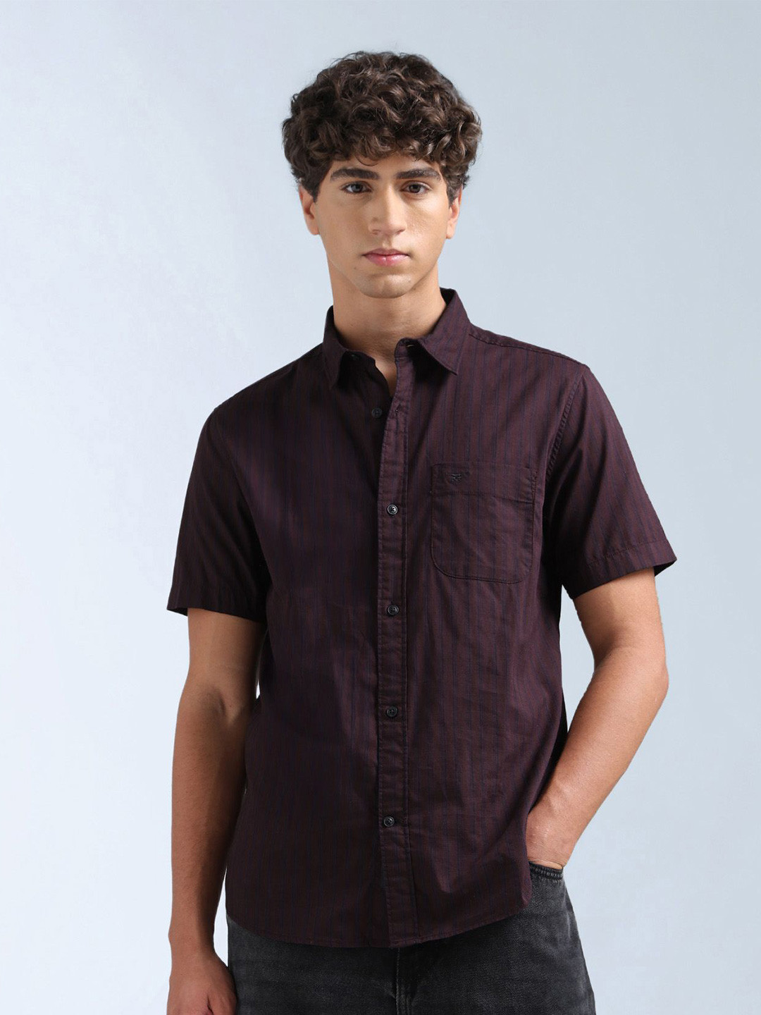 Flying Machine Men Slim Fit Pinstripes Striped Casual Shirt