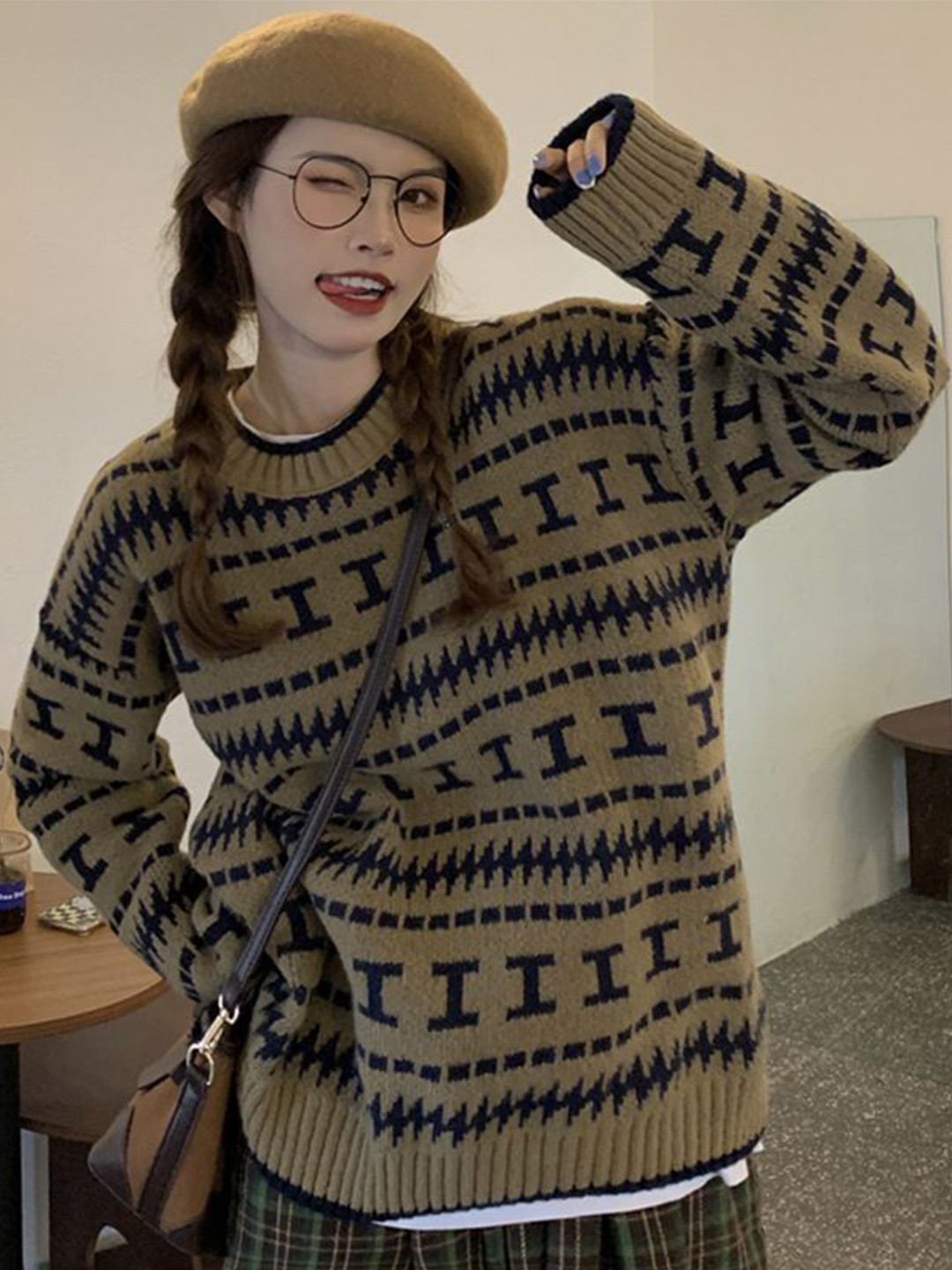 StyleCast x Revolte Women Printed Round Neck Pullover Sweaters