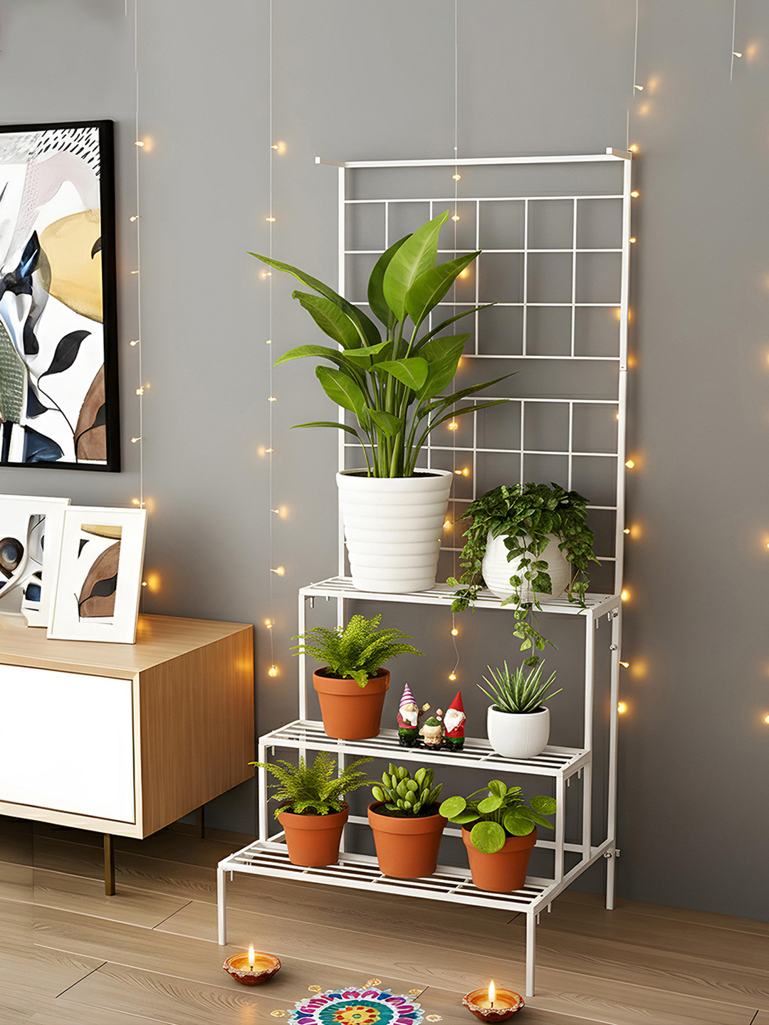 Kuber Industries White Hanging Aloe Vera Artificial Flower