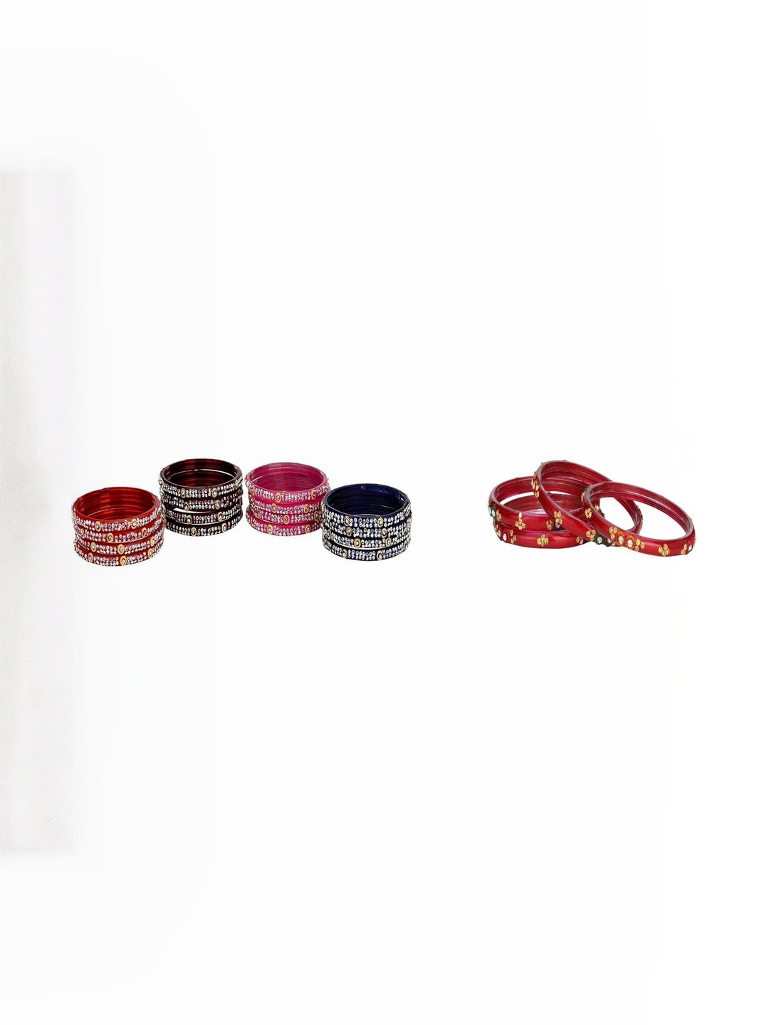 SOMIL Pack of 5 Ethnic Glass Bangle