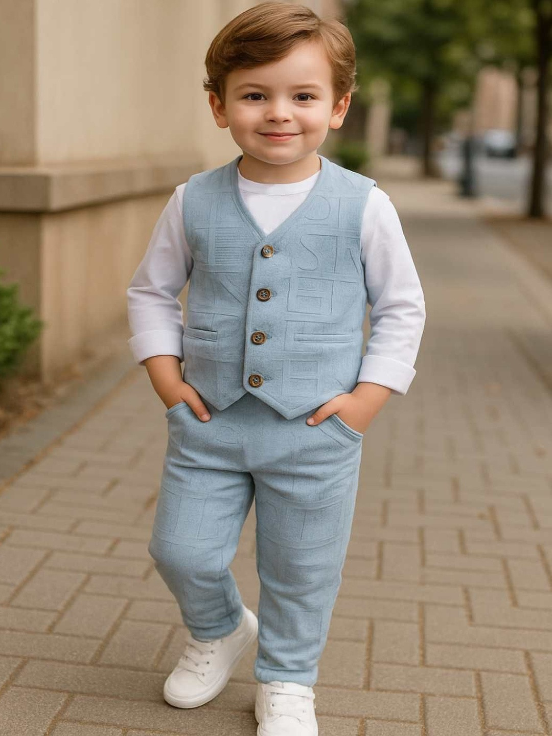 RAMIAAZ Boys T-shirt with Trousers & Waistcoat