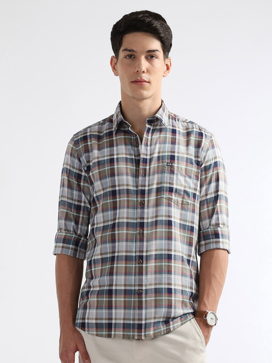 Arrow Sport Men Slim Fit Tartan Checks Checked Casual Shirt