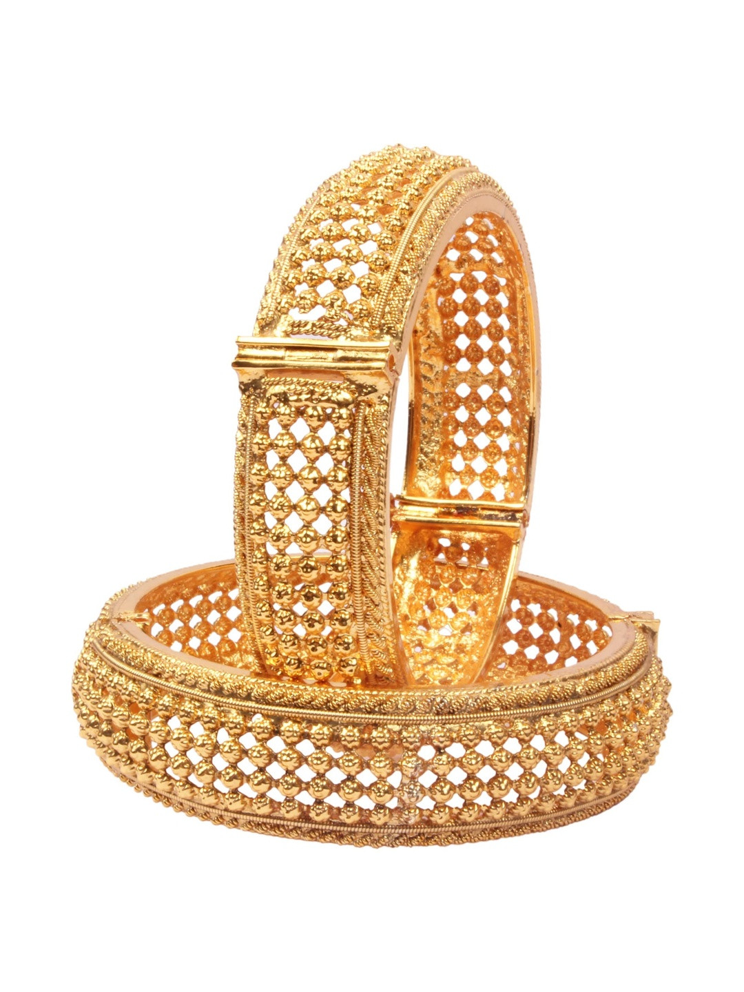 Shiv Jewels Set Of 2 Gold-Plated Polki Bangles