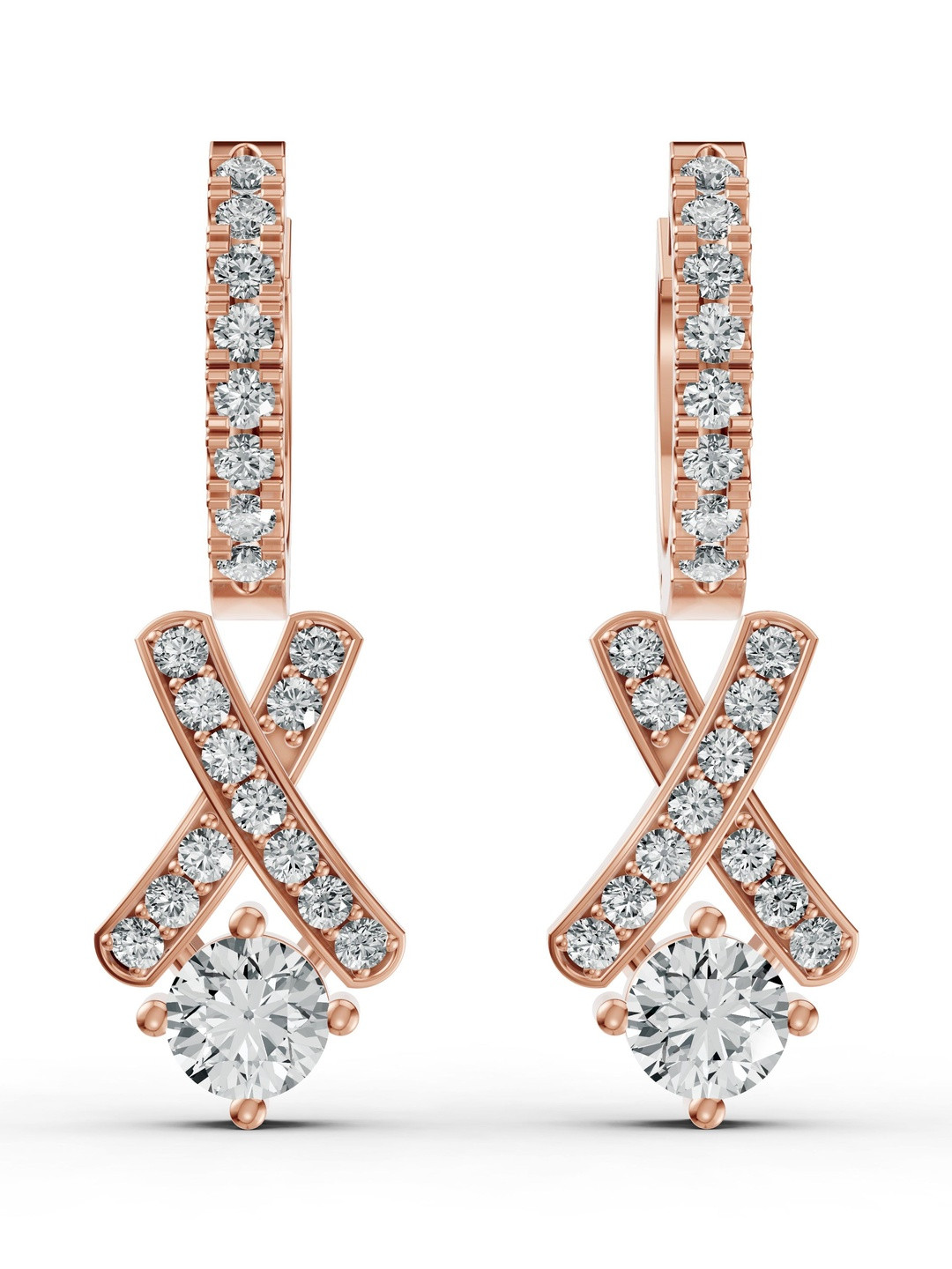 Wondr Diamonds Women 14KT Rose Gold Lab Grown Diamond Earrings - 3.21g
