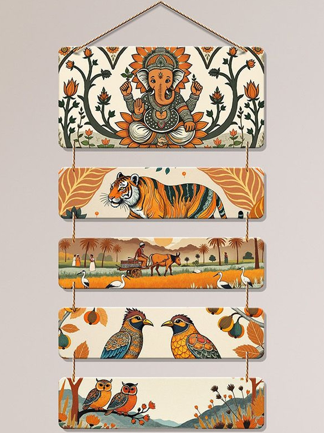 ArtVibes Ganpati & Nature Artwork Wooden Wall Hanging Decoration Items