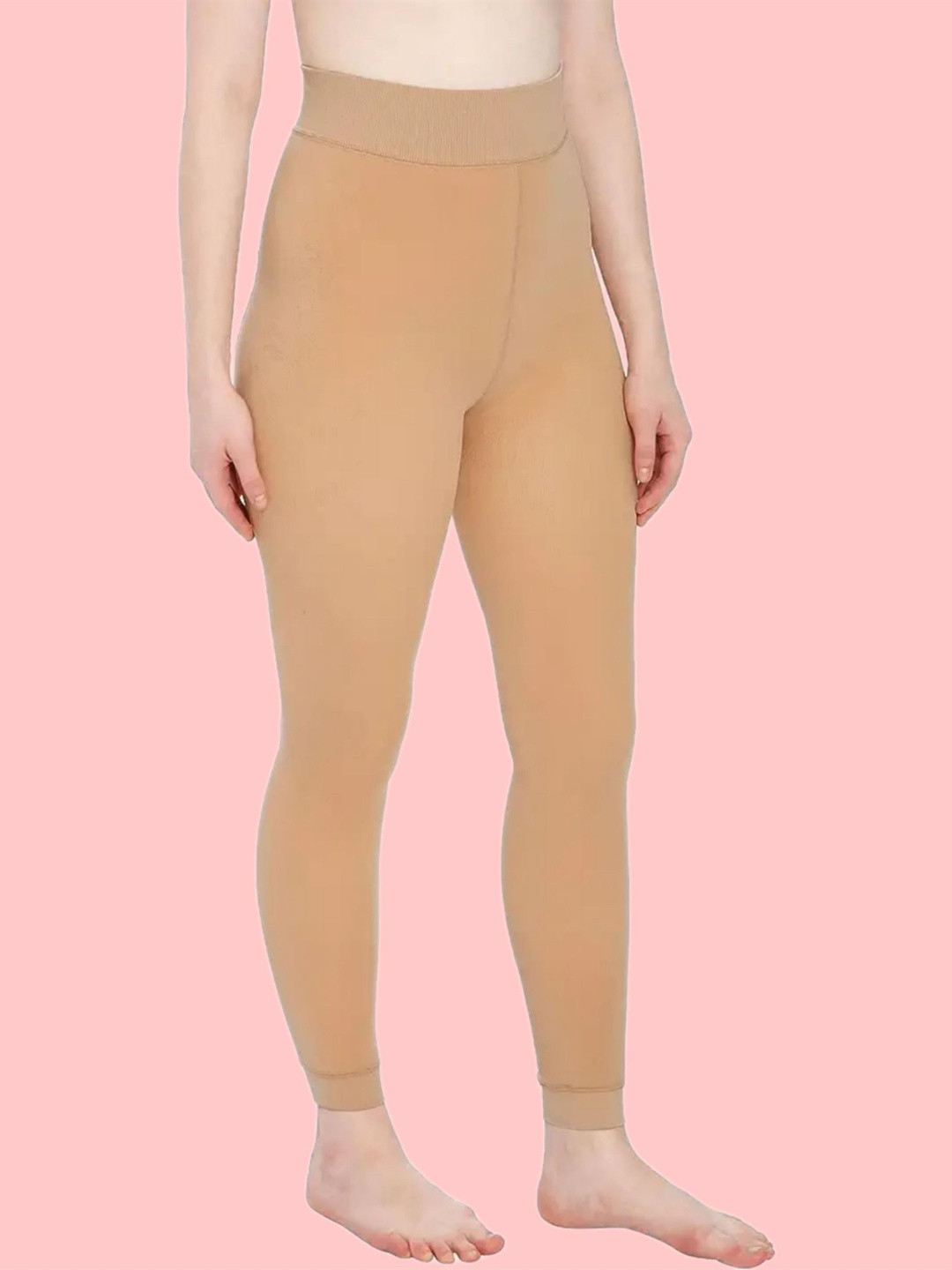 Knots N Stiches Women Mid-Rise Ankle-Length Warm Thermal Fur Fleece Leggings