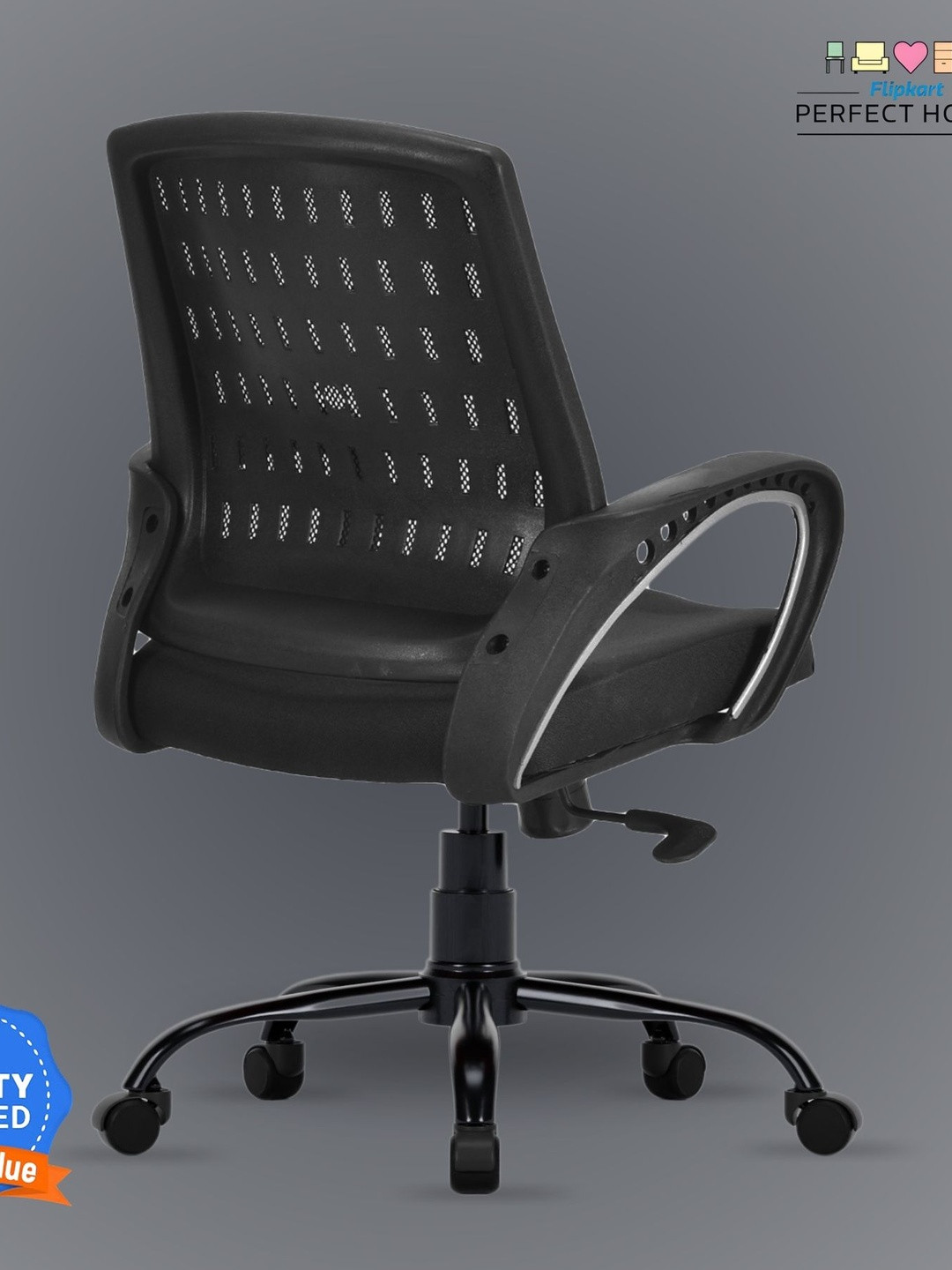 FUGO Black Ergonomic Adjustable Office Arm Chair