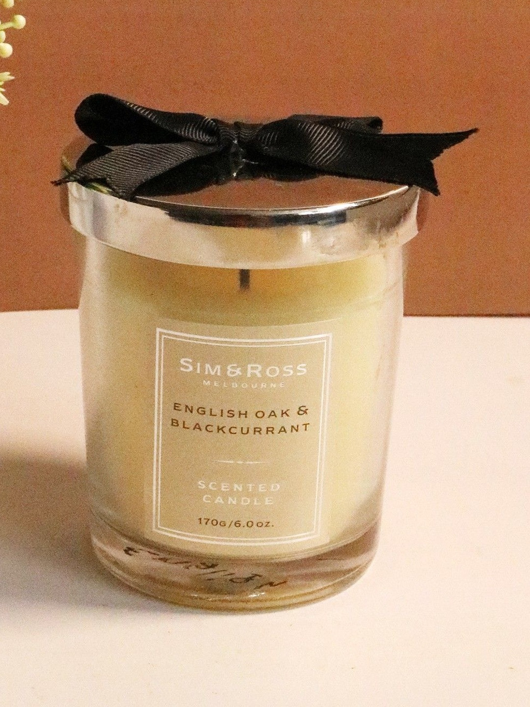 Sim & Ross Brown Round Scented Candle With Bow Embellishment
