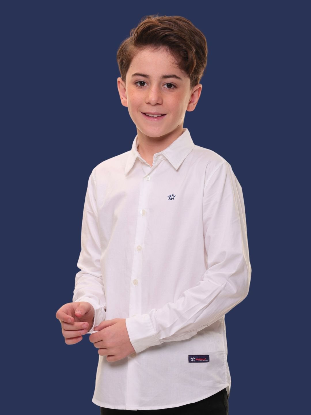 imymeco Boys Classic Fit Solid Spread Collar Pure Cotton Casual Shirt