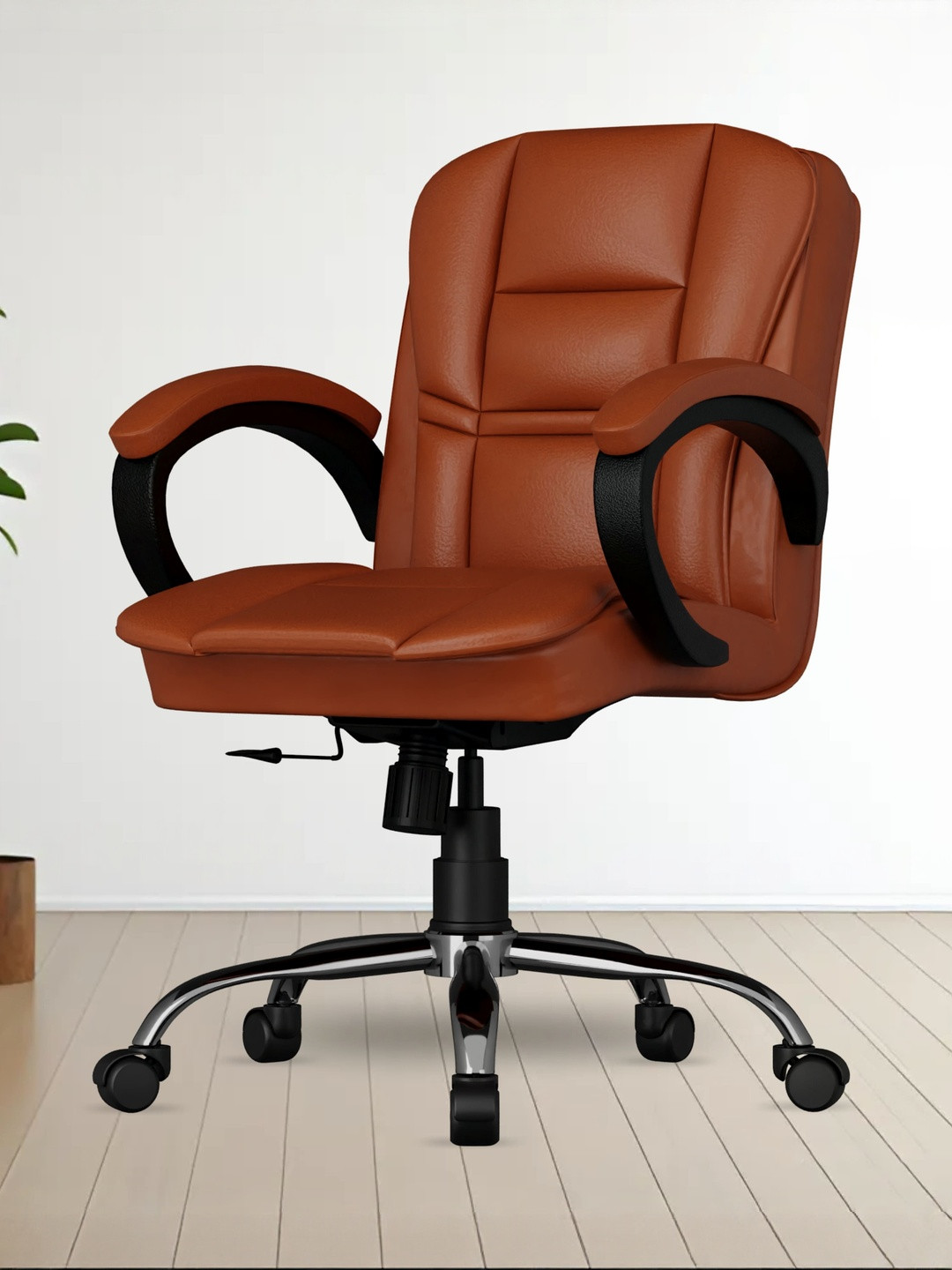 FUGO Tan-Color  Hight Density Cushion Foam Study Chair