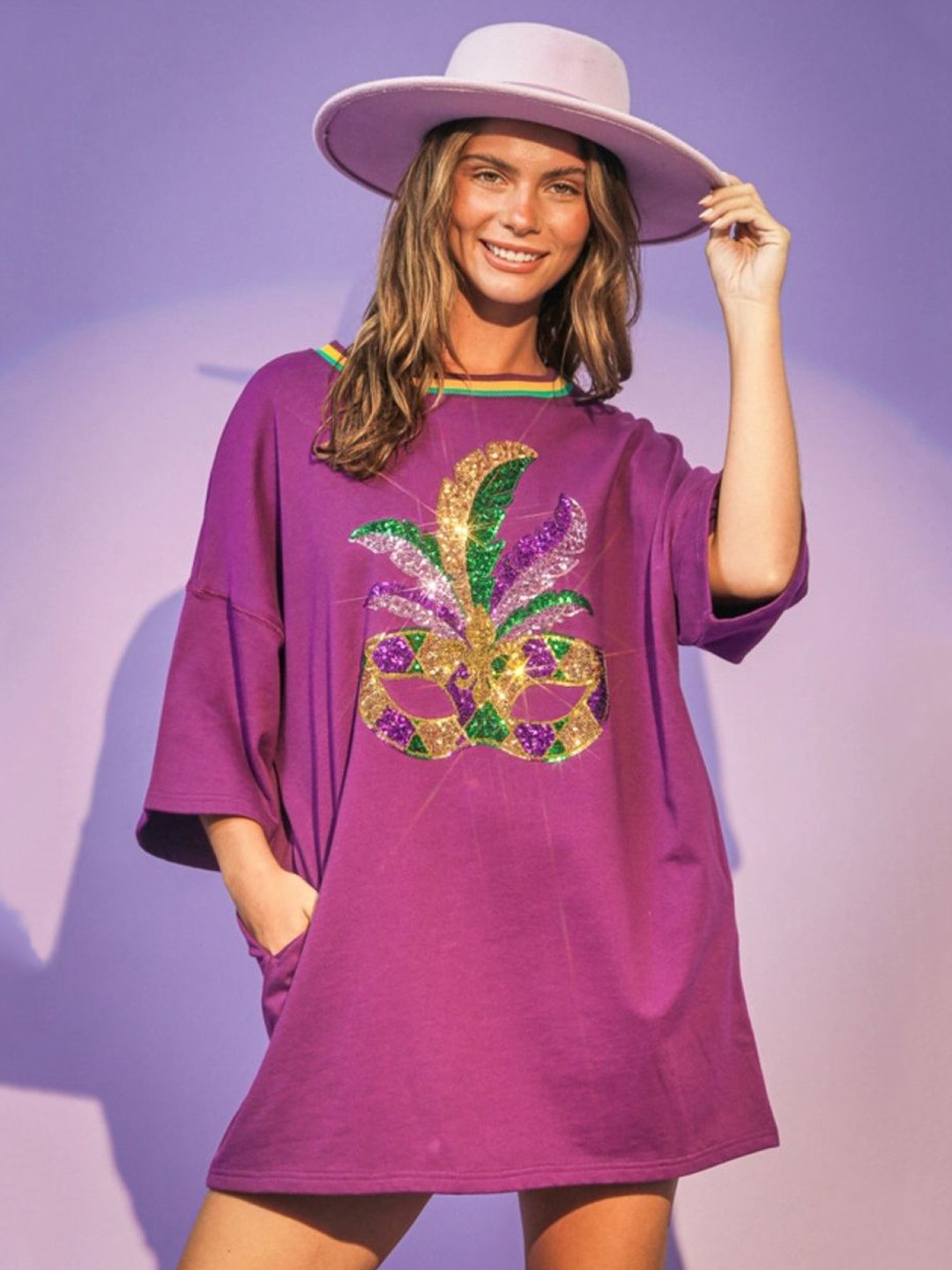 Purple Embellished A-Line Mini Dress for Parties