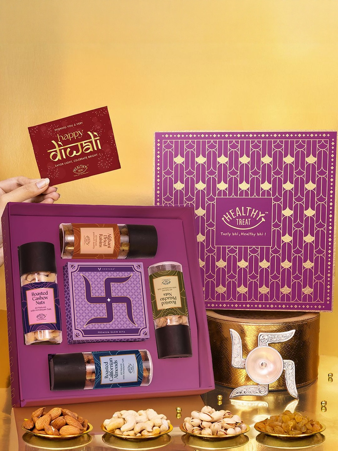 Healthy Treat Set Of 6 Swastik Dry Fruit Diwali Gift Hamper 800g