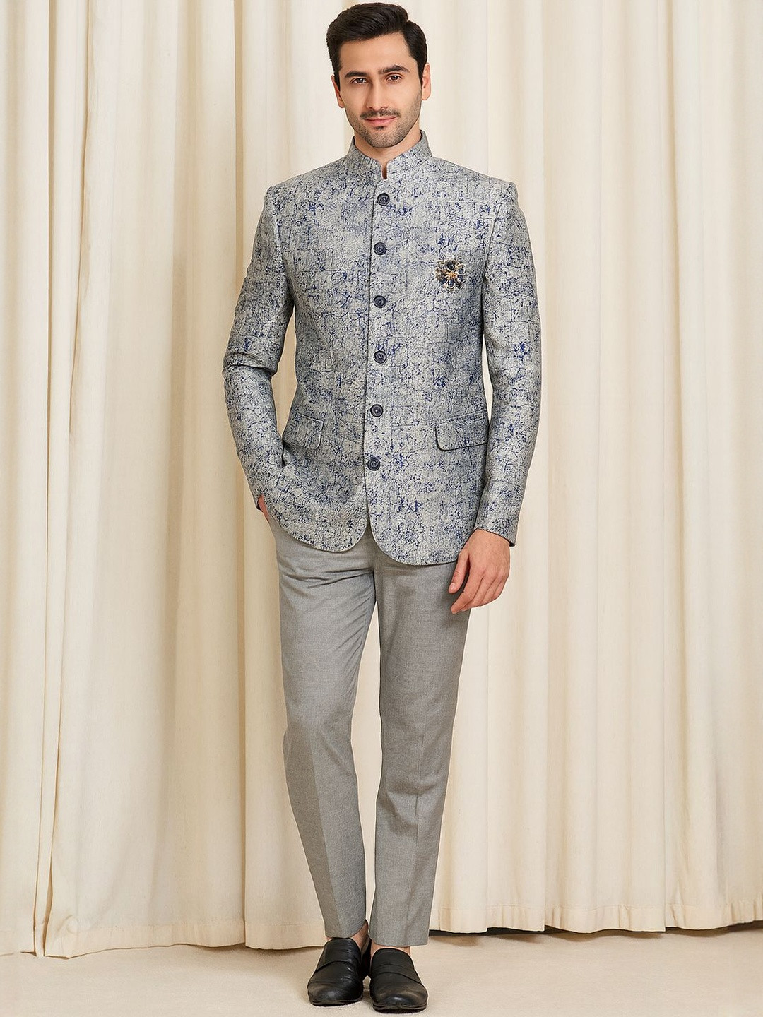Shahi Achkan Mens Textured 2 Piece Blazer Suit