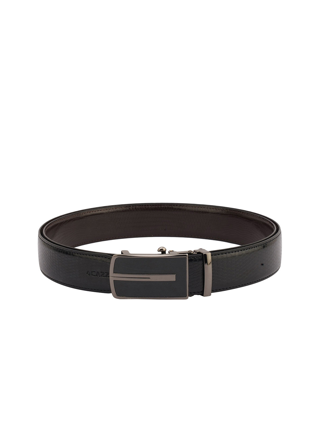 Cazzano Men Textured Wide Formal Belt With Slider Buckle