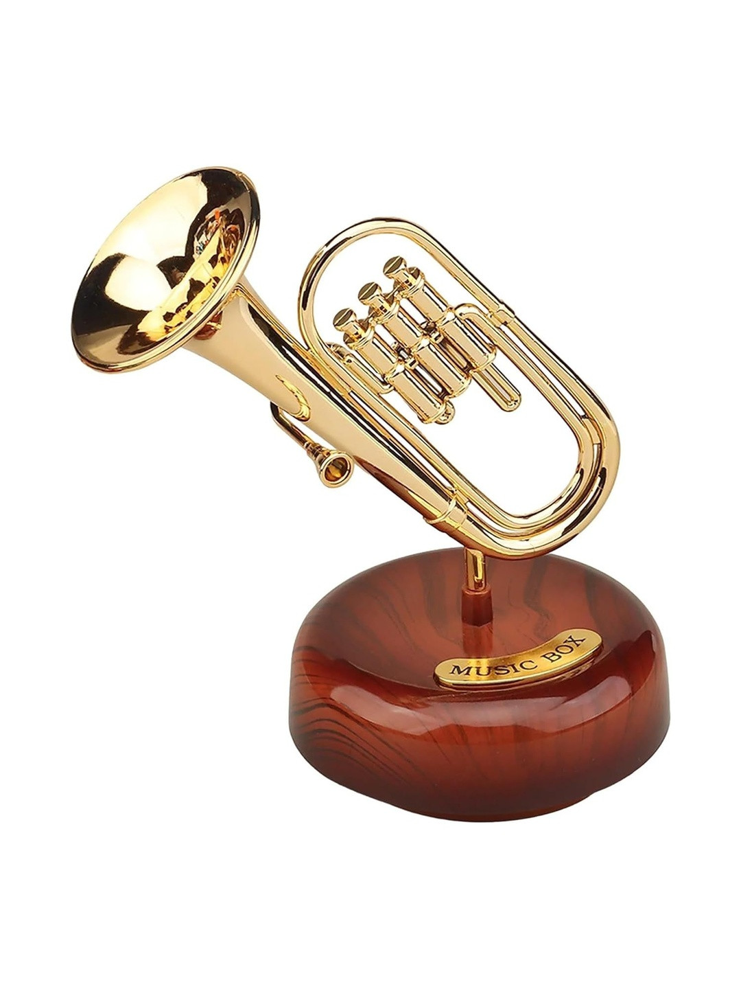 AUGEN Brown & Gold-Toned Trumpet Wooden Showpiece