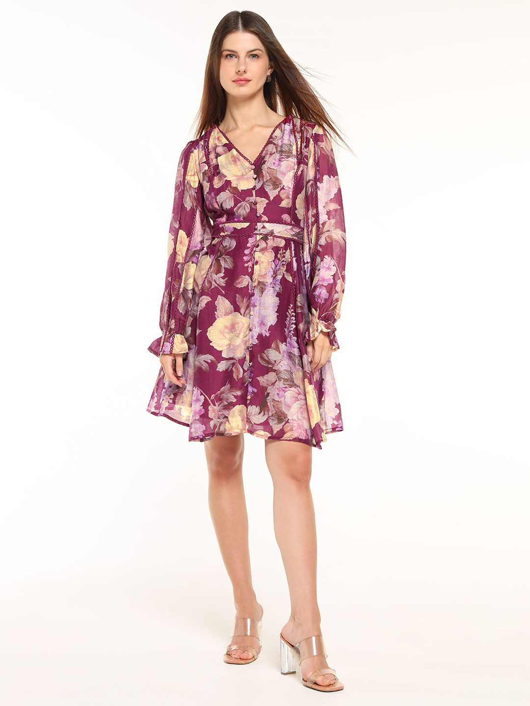 COVER STORY Floral Print A-Line Dress