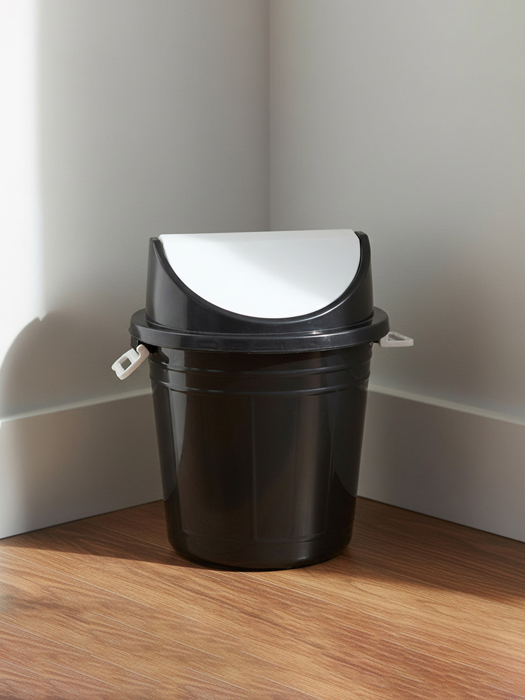 Kuber Industries Black & White Swing Dustbins 30 L