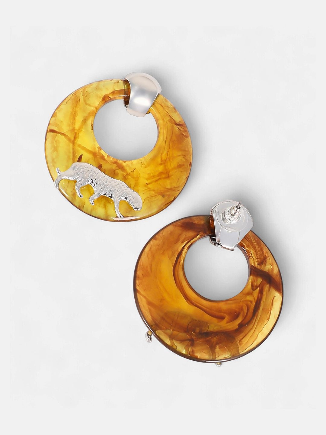 SOHI The Circular-Panthera Statement Silver-PlatedStuds Earrings