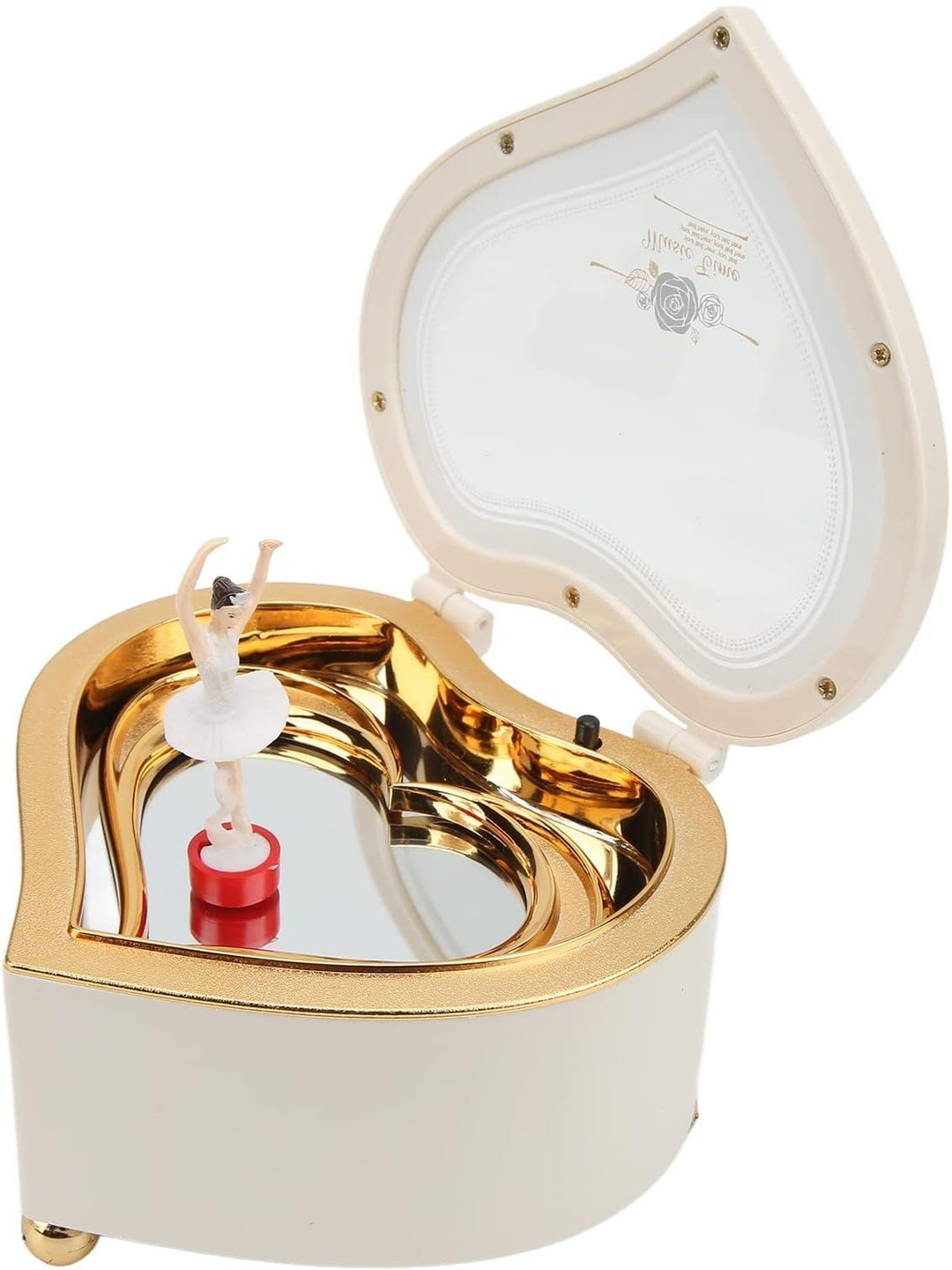 AUGEN White & Gold-Toned Heart-Shaped Musical Box Showpiece