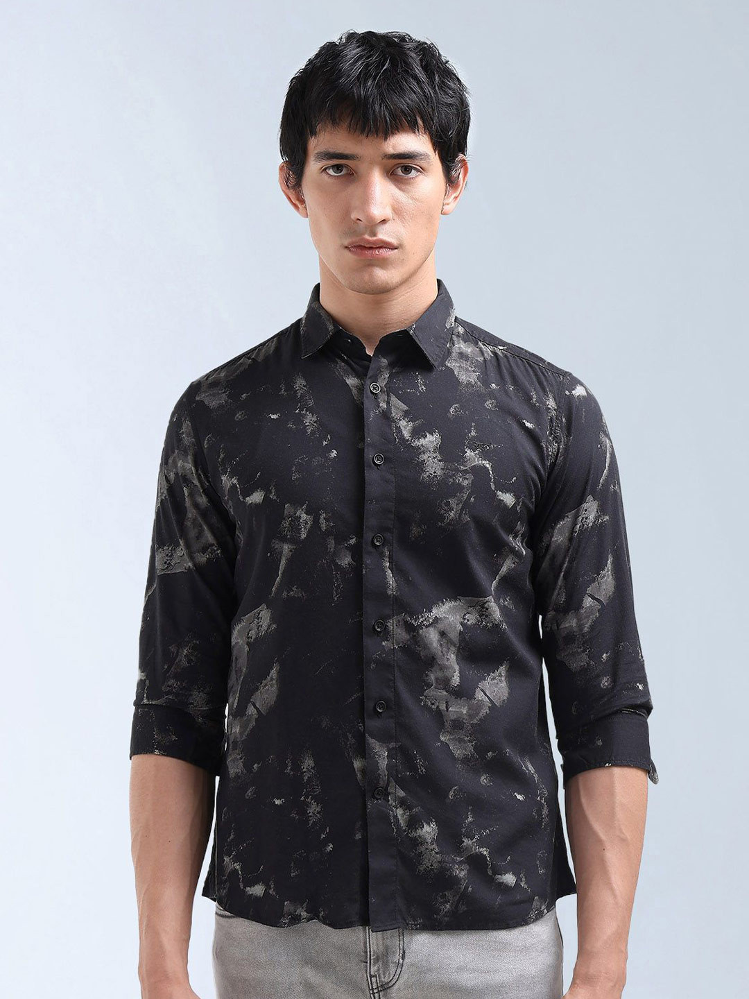 Flying Machine Men Abstract Printed Slim Fit Full Sleeves Casual Shirt