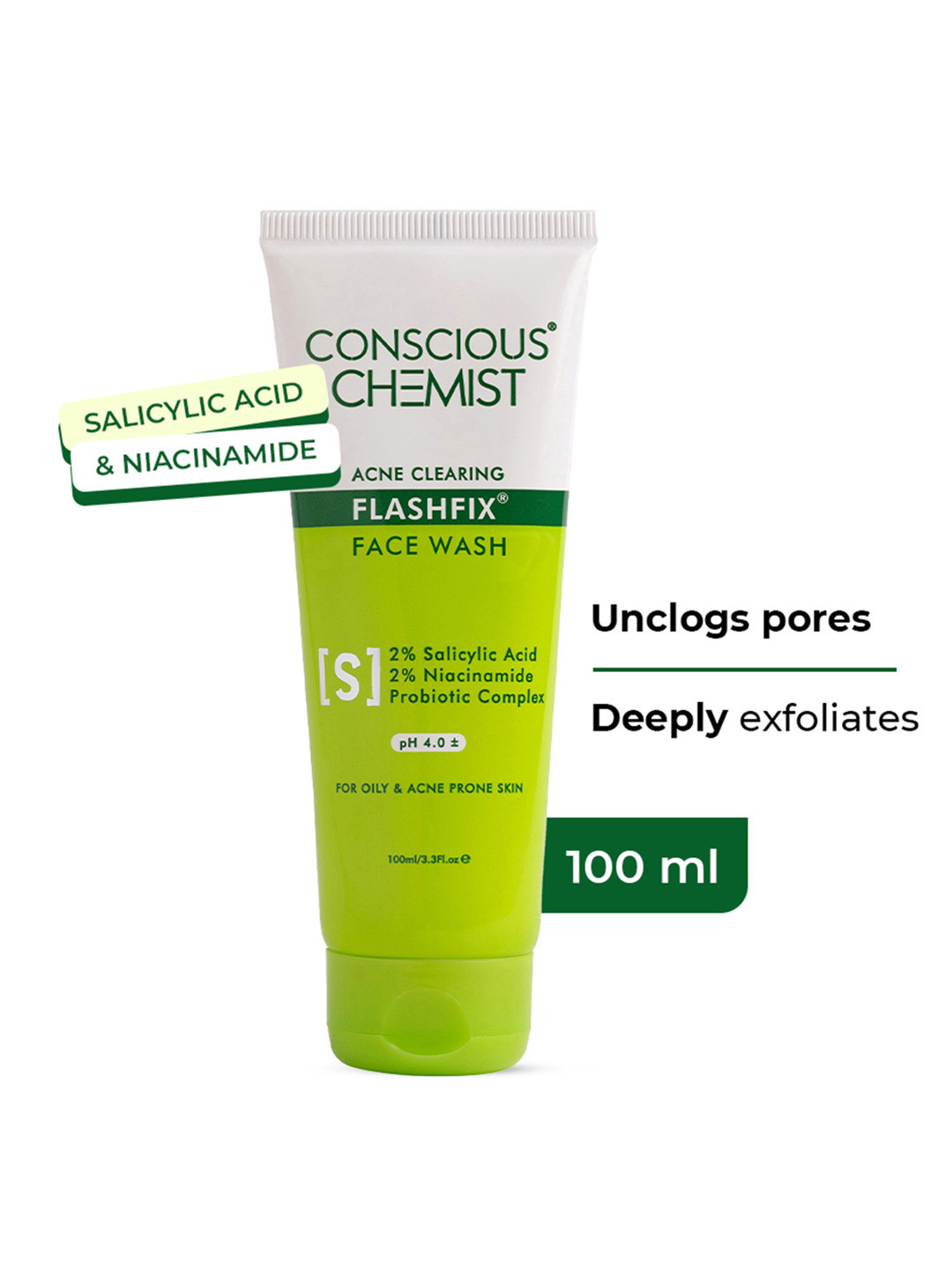 Conscious Chemist Salicylic Acid Face Wash With Glycolic Acid- 100 ml