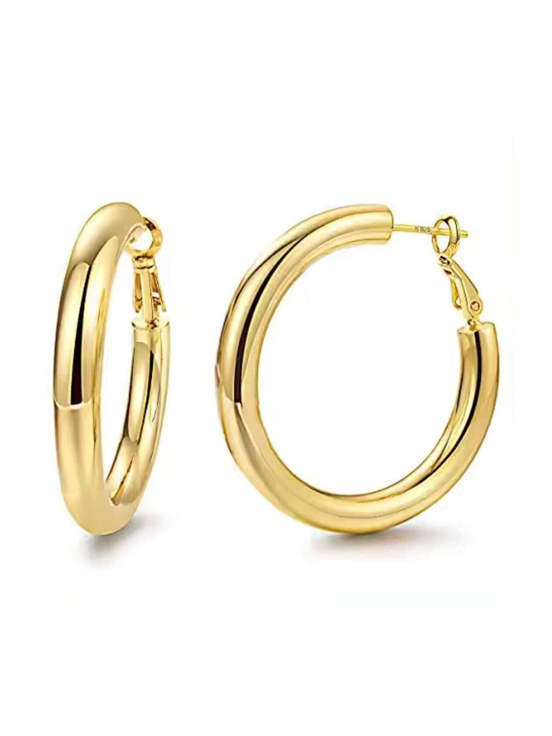 Crazy Queens Stainless Steel Gold-Plated Circular Hoop Earrings