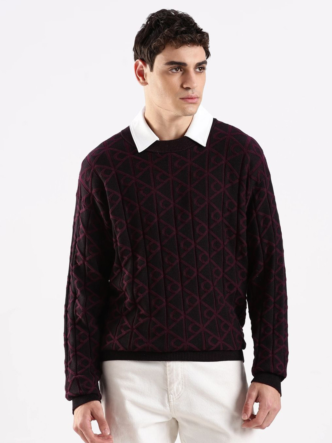 Calvin Klein Jeans Men Printed Quilted Relaxed Fit Cotton Pullover