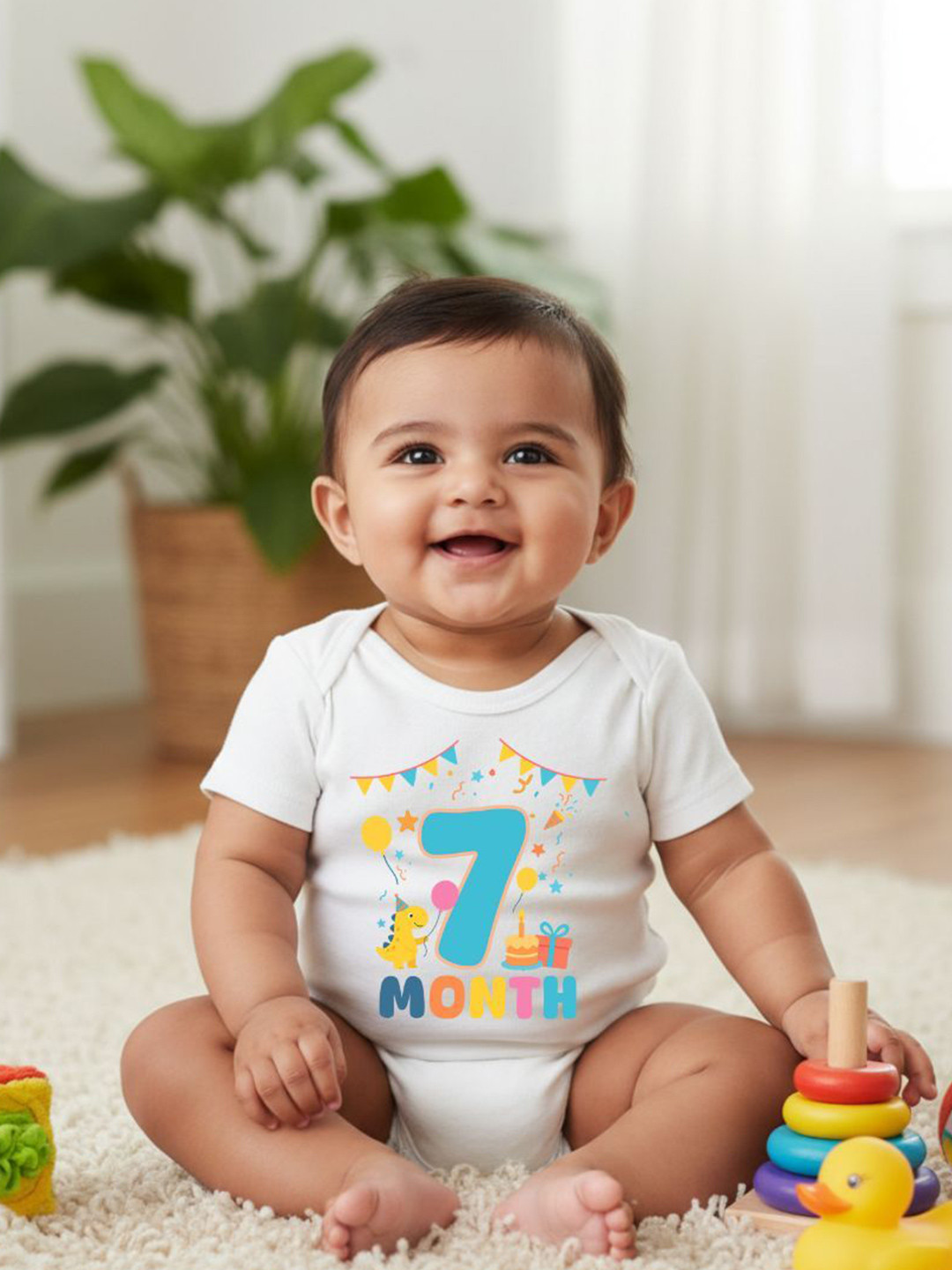 karmikh clothing & lifestyle Infants 7 Month Birthday Printed Jumpsuit