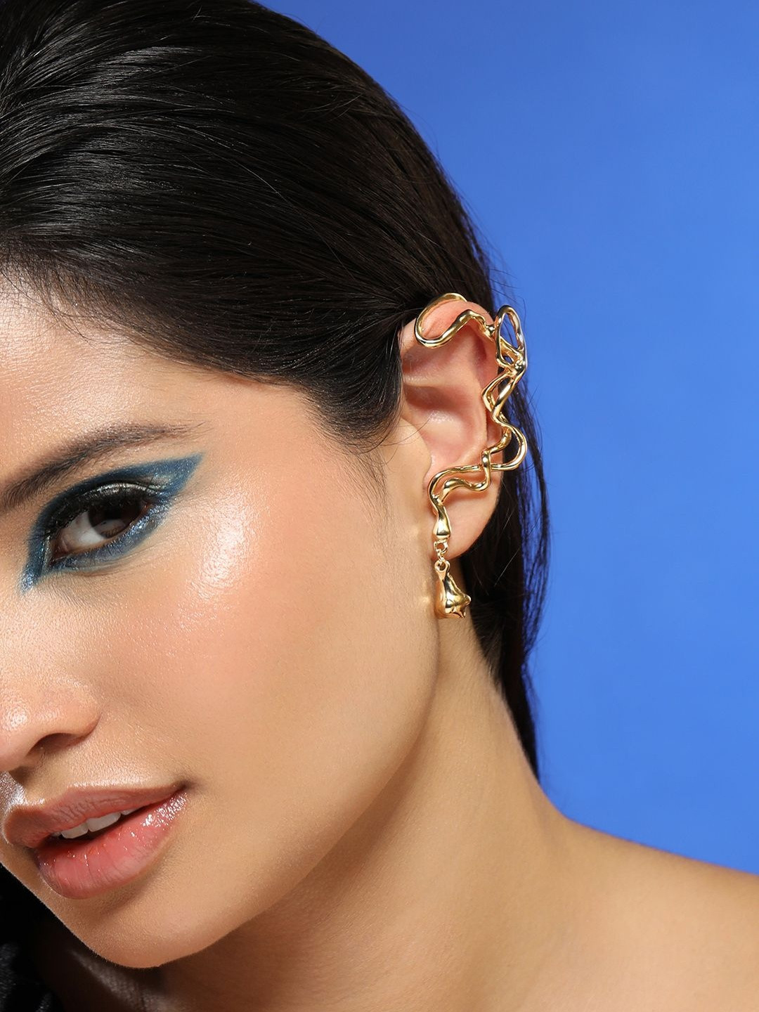 SOHI Gold-Plated Tangle-Drop Ear Cuff Earrings