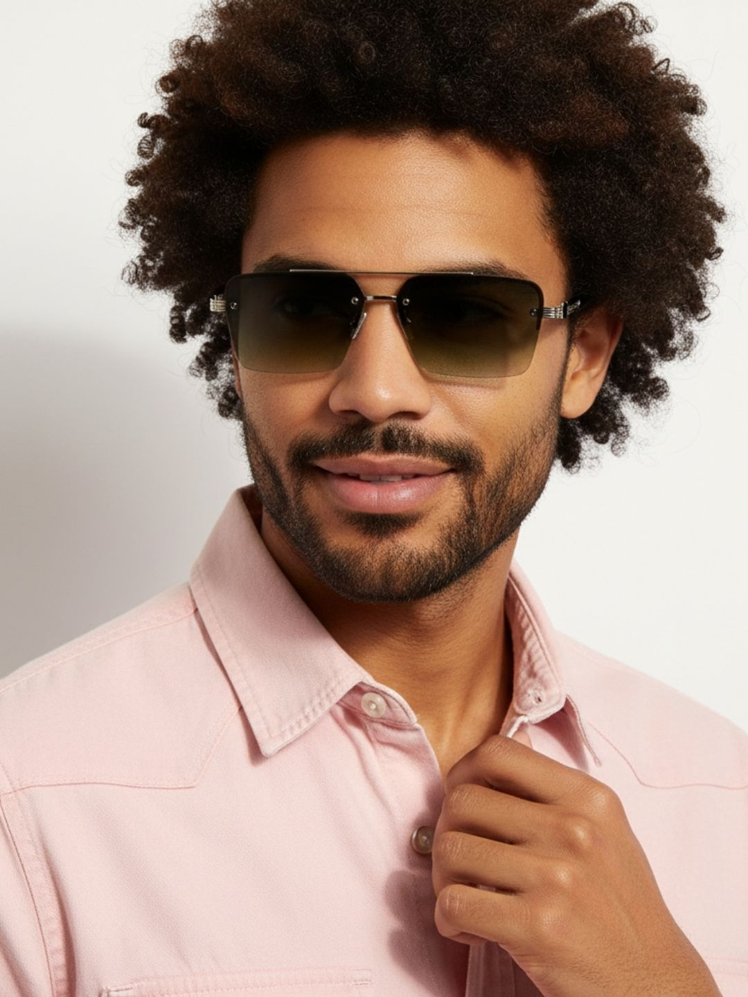 goglassic Unisex Rectangle with UV Protected Lens Sunglasses 2349-BLACK-GREEN-GR.