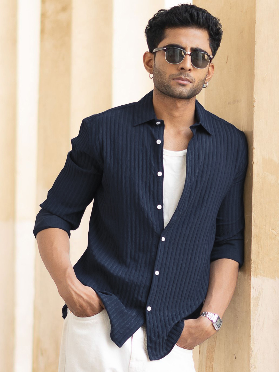 Powerlook Men Vertical Stripes Striped Casual Shirt